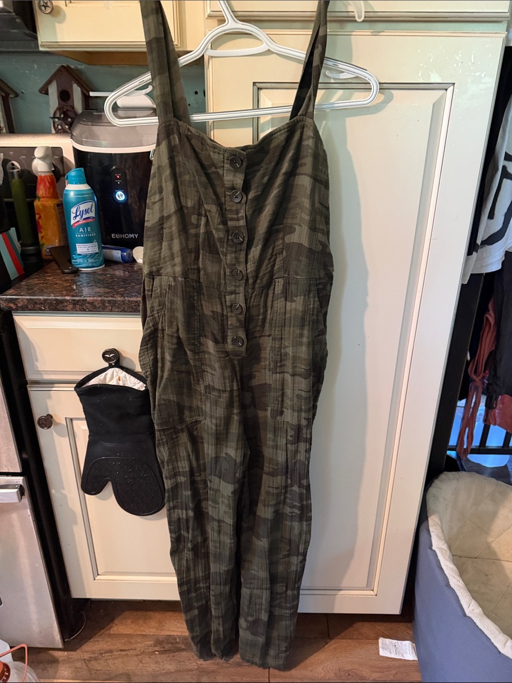 Sanctuary Olive Camo Button-Front Utility Jumpsuit